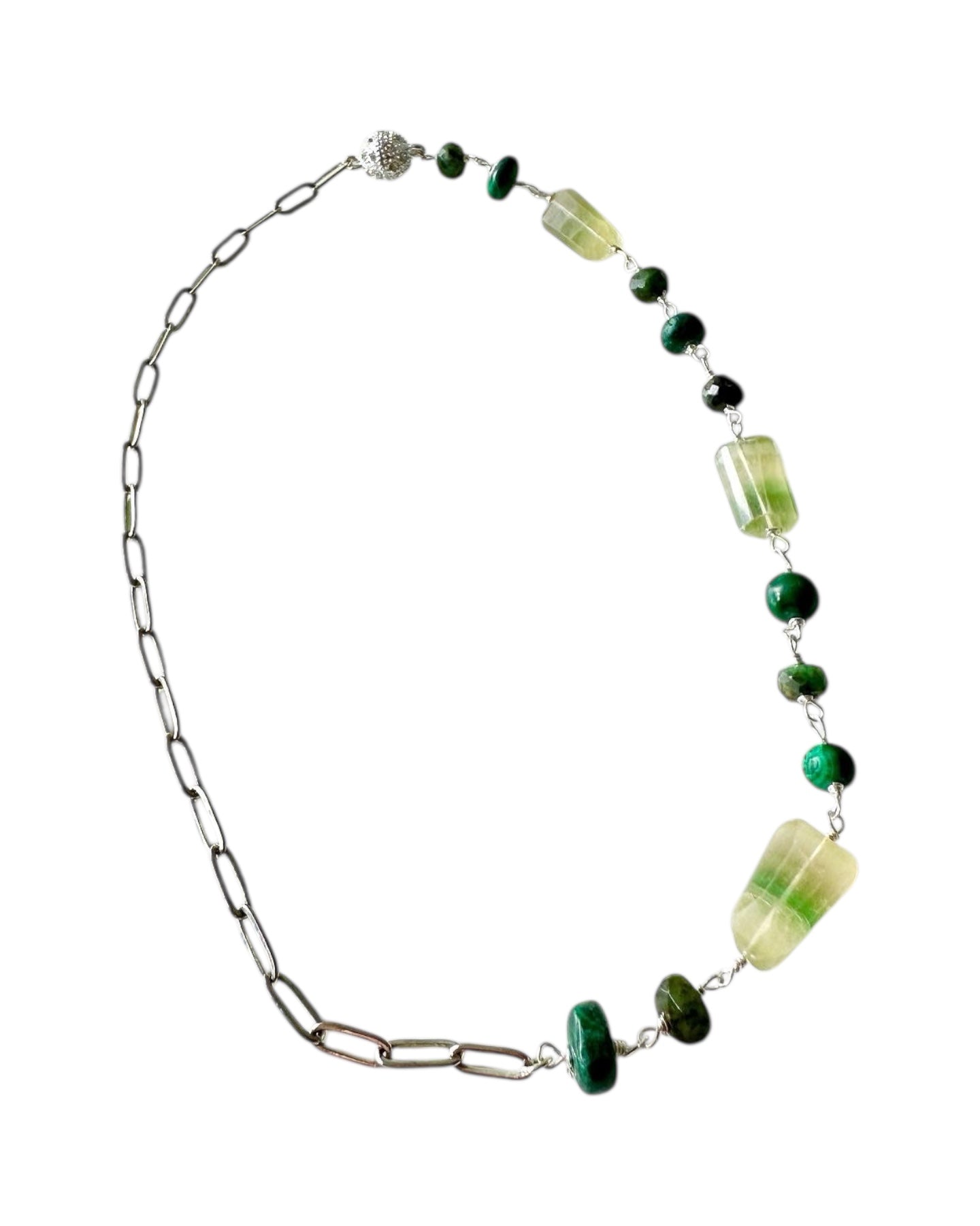 Demi - Half Gemstone Half Paperclip Chain Necklace | Handmade Jewelry