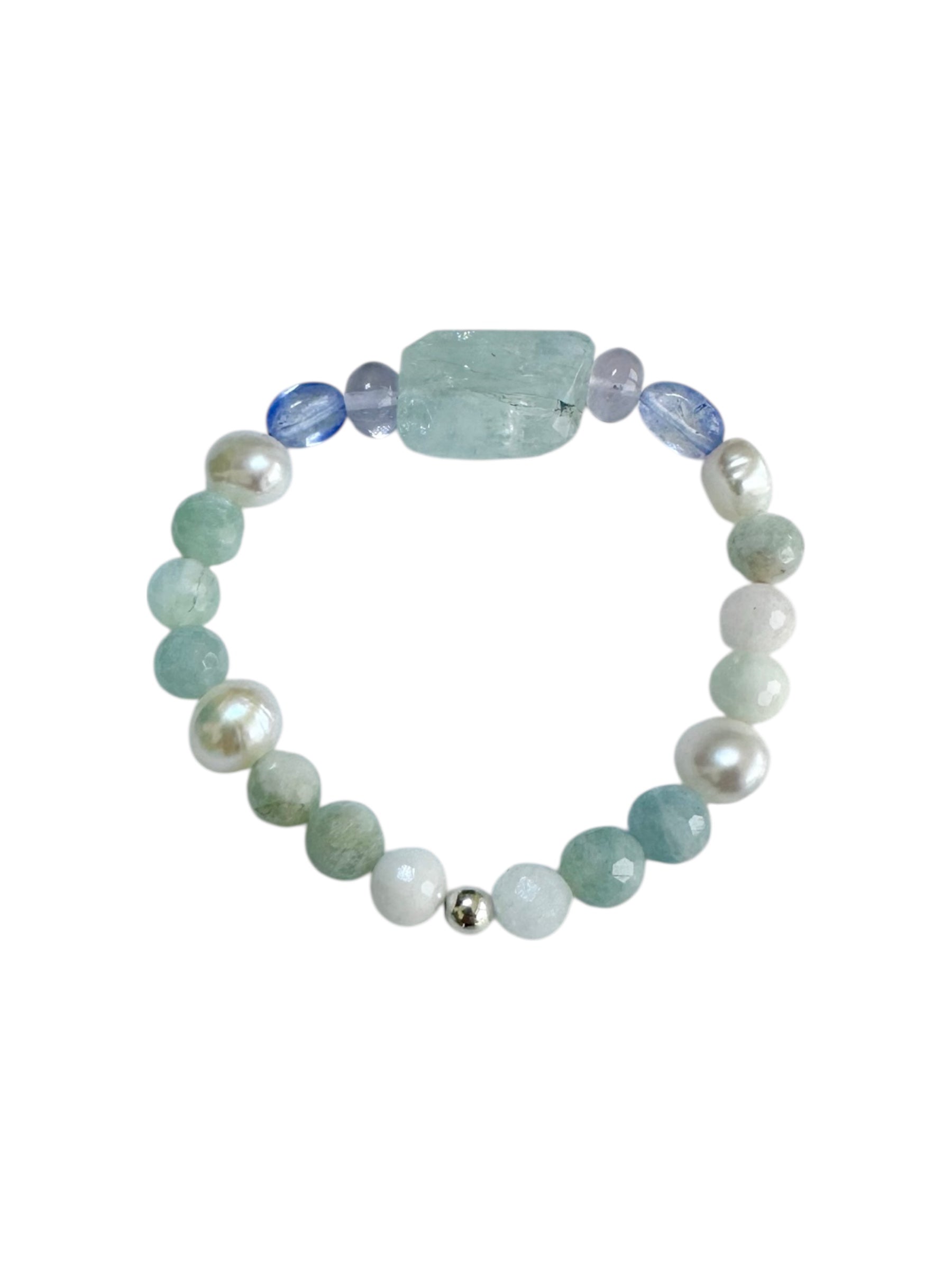 Bluebell - Aquamarine, Fluorite, Freshwater Pearl, Morganite, Tanzanite Gemstone Bracelet