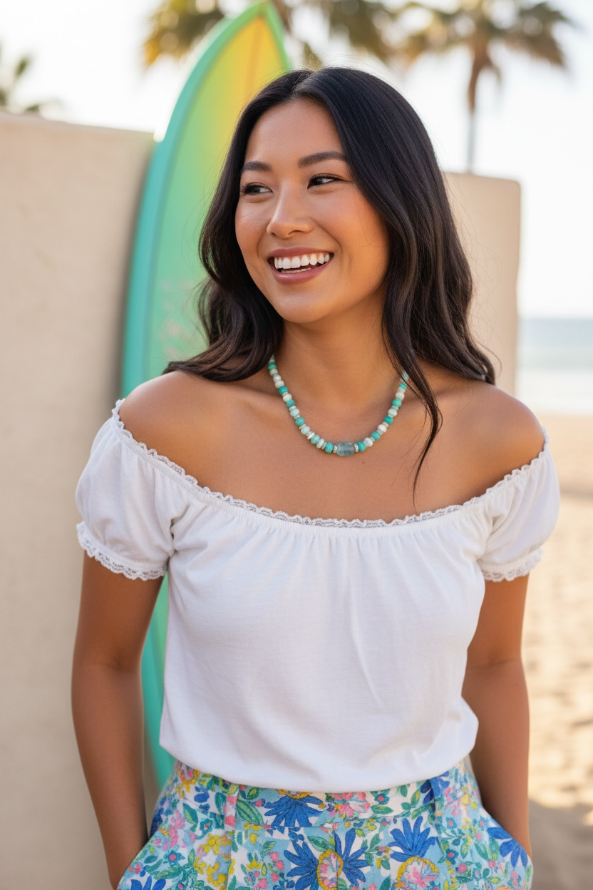 Cowabunga — Limited Edition Aquamarine, Moonstone & Green Opal Necklace