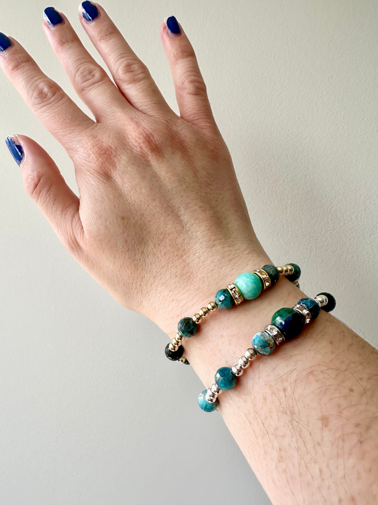 Sand Dollar - Amazonite, Apatite, Malachite and Chrysocolla Gemstone Bracelets