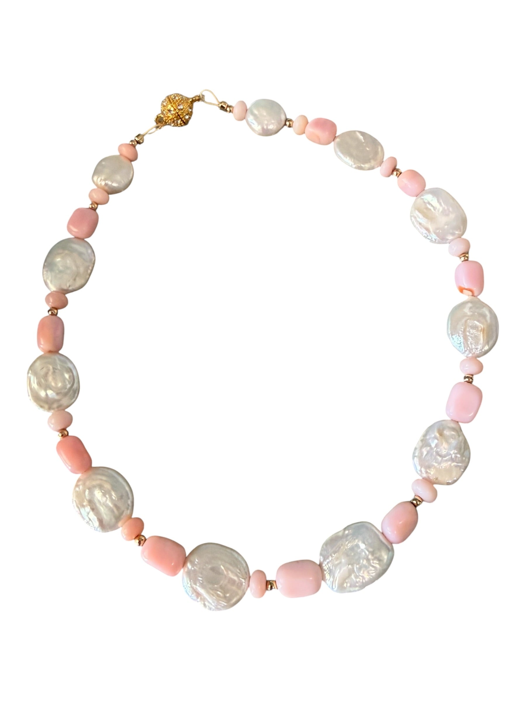 Salt & Silk — Limited Edition Freshwater Pearl, 14k Gold-Filled Beads & Pink Opal Necklace
