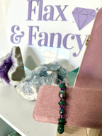 Maeve Gemstone Bracelet - Tahitian Black Pearl, Amethyst and Malachite | Trust, Peace and Confidence