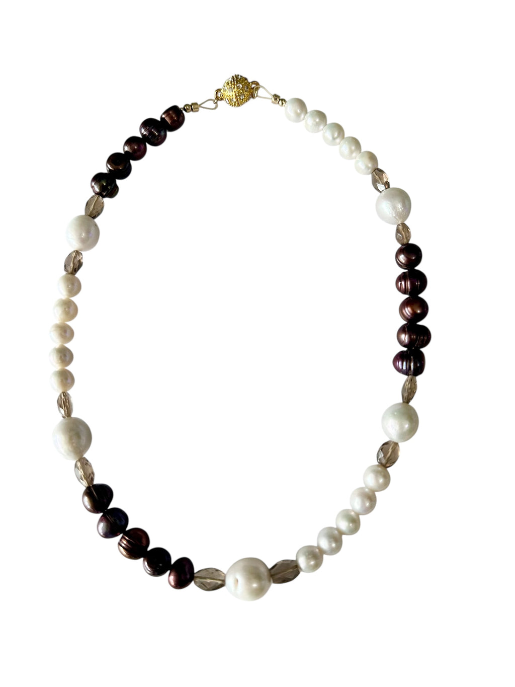 Apple Cider Gemstone Necklace - Chocolate Pearl, Freshwater Pearl and Smoky | Handmade Jewelry