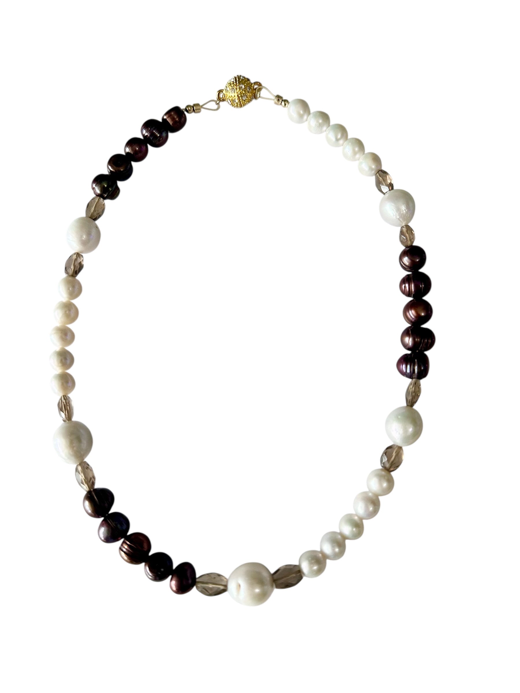 Apple Cider Gemstone Necklace - Chocolate Pearl, Freshwater Pearl and Smoky | Handmade Jewelry