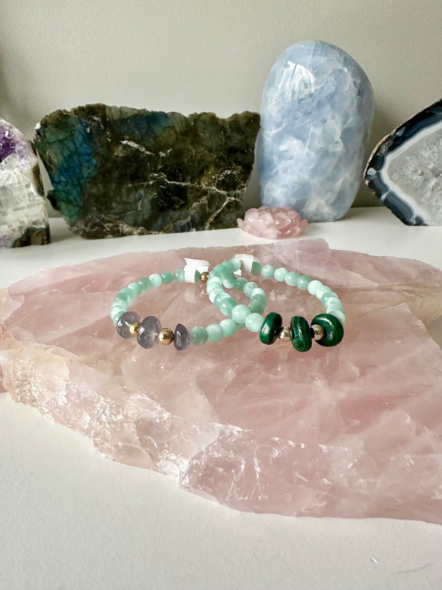 Salty - Moonstone, Malachite and Iolite Gemstone Bracelets