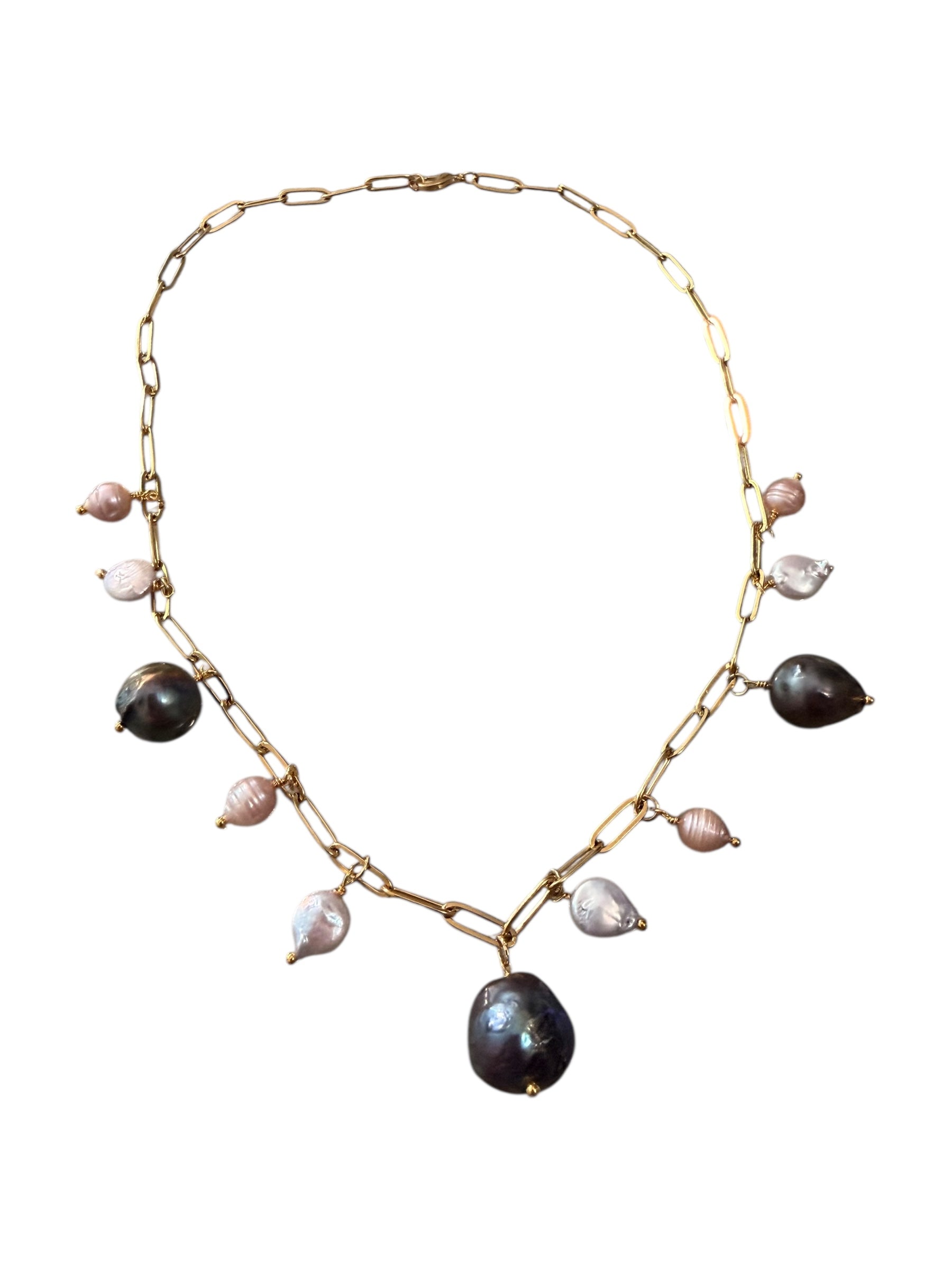 Zara Gemstone Necklace - Tahitian Black Pearl, Freshwater Purple Pearl and Freshwater Pink Pearl Necklace | Trust and Love