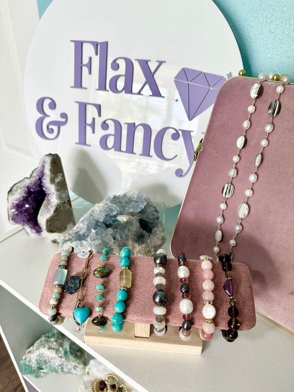 Minerva Gemstone Bracelet - Smoky Quartz and Amethyst | Handmade Jewelry