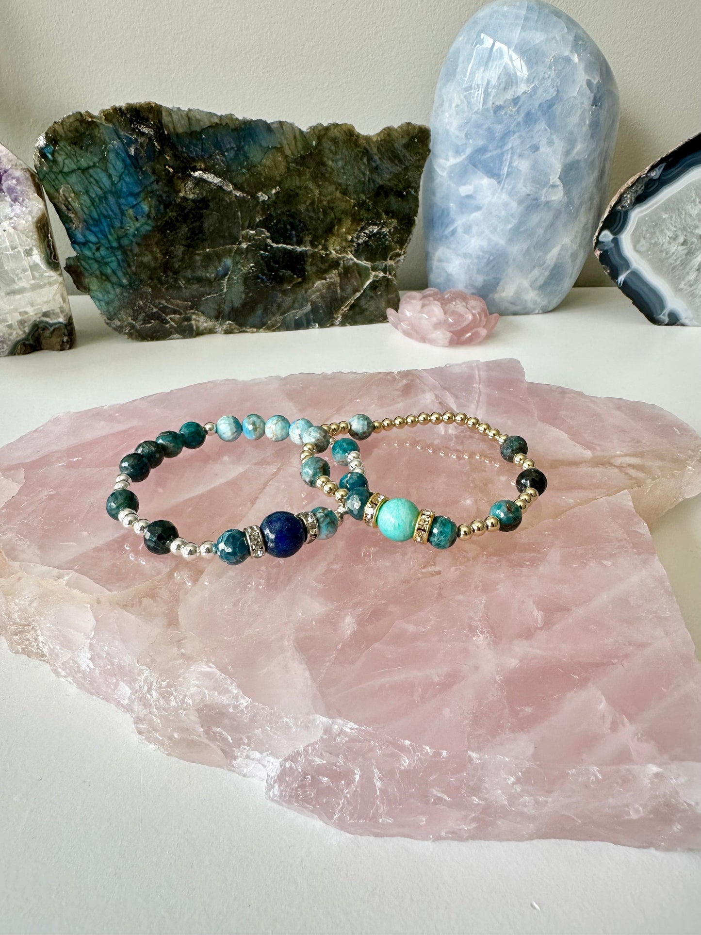 Sand Dollar - Amazonite, Apatite, Malachite and Chrysocolla Gemstone Bracelets