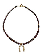 Lucky in Love — Garnet Horseshoe Necklace
