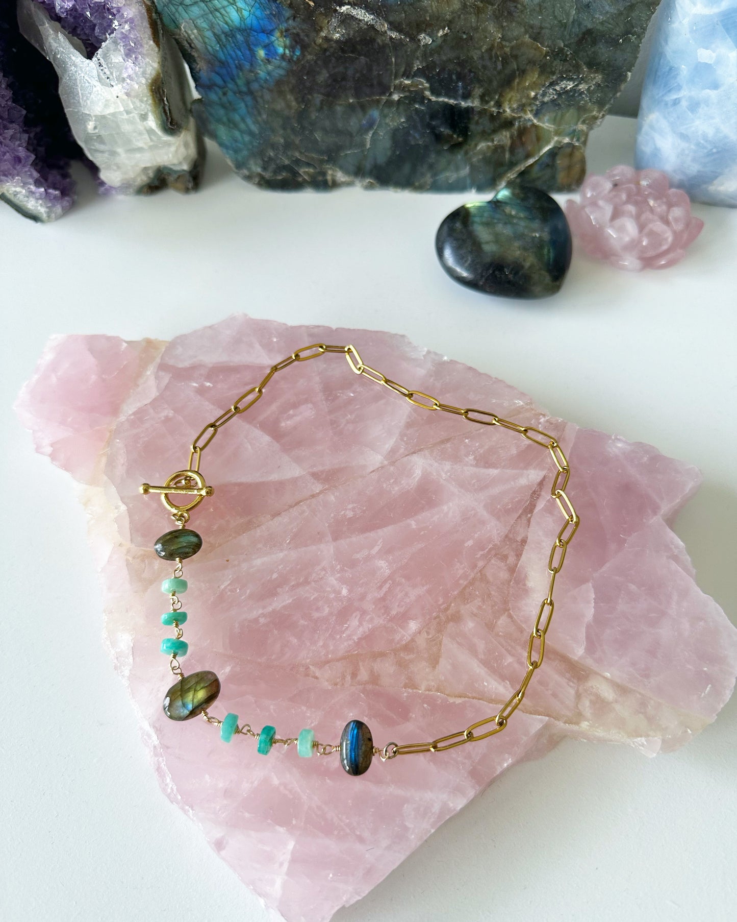 Maya - Labradorite and Amazonite Gemstone Necklace