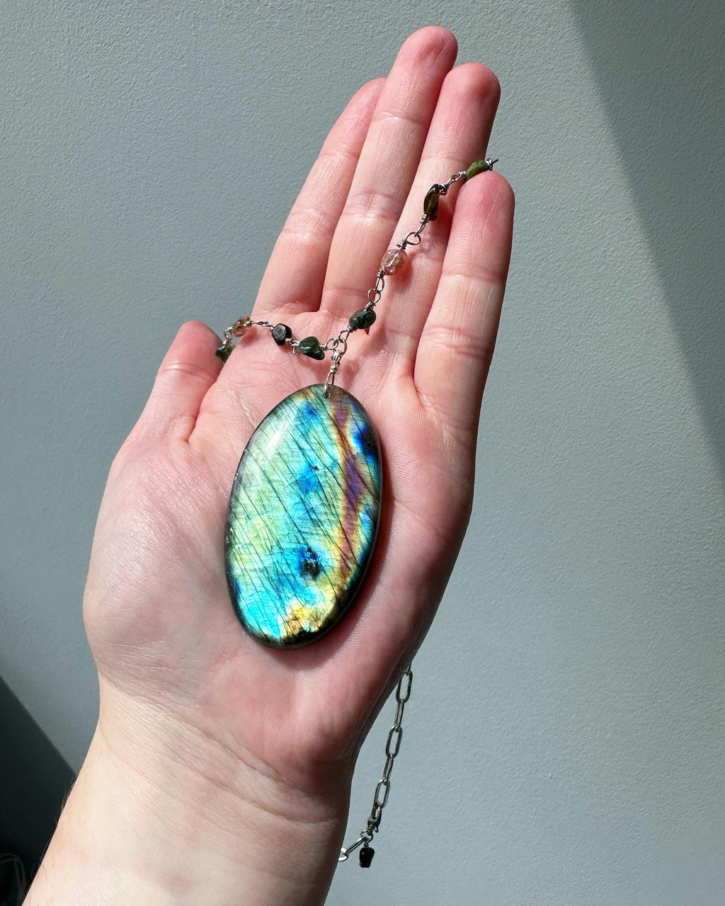 Sky - Statement Labradorite and Tourmaline Gemstone Necklace