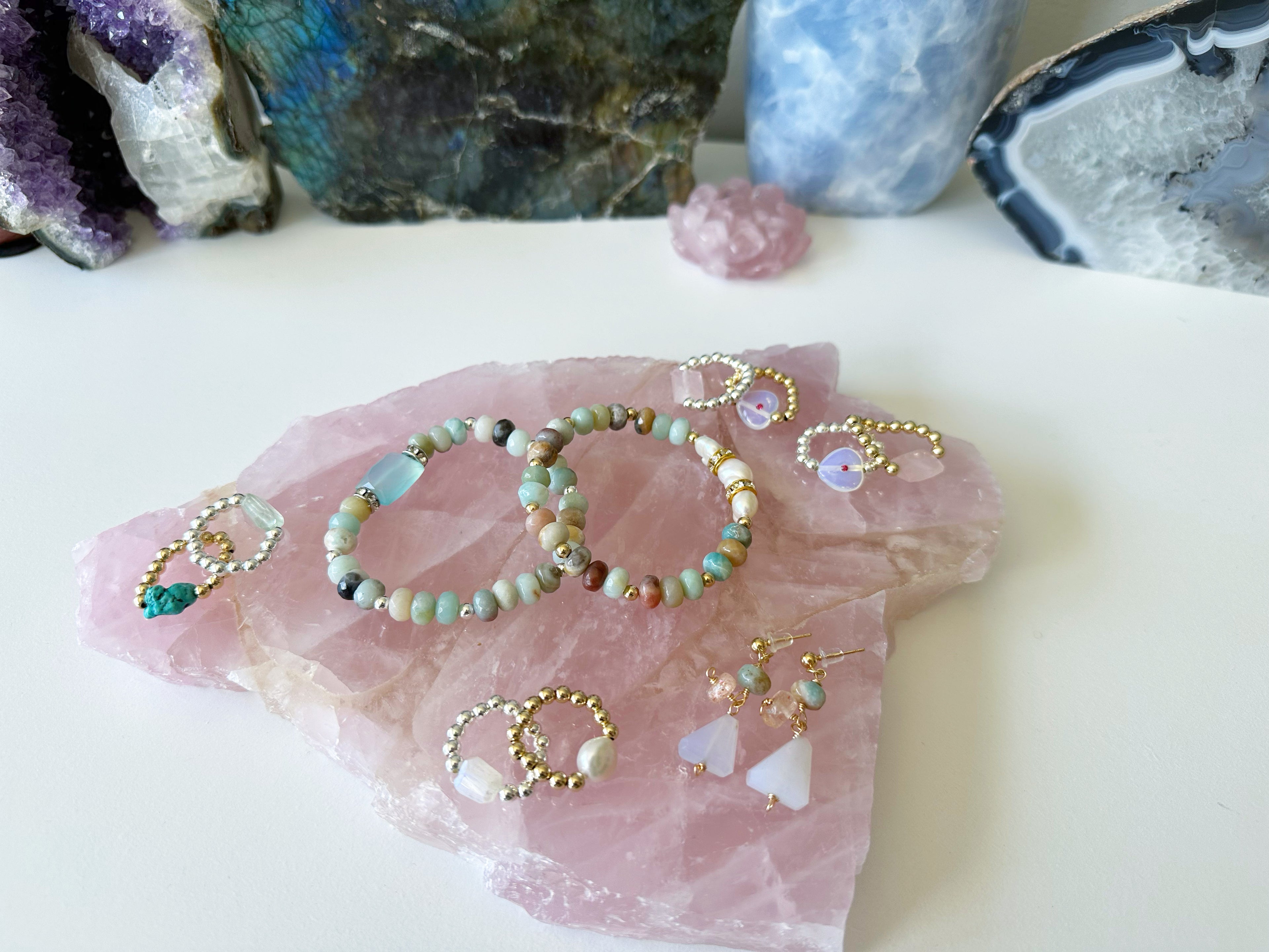 Marina Gemstone Bracelet - Chalcedony and Amazonite | Handmade Jewelry