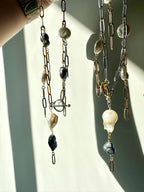 Joan Gemstone Necklace - Mixed Metal, Tahitian Black Pearl and Freshwater Pearl | Trust and Wisdom