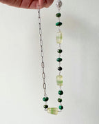 Demi — Half Gemstone Half Paperclip Chain Necklace