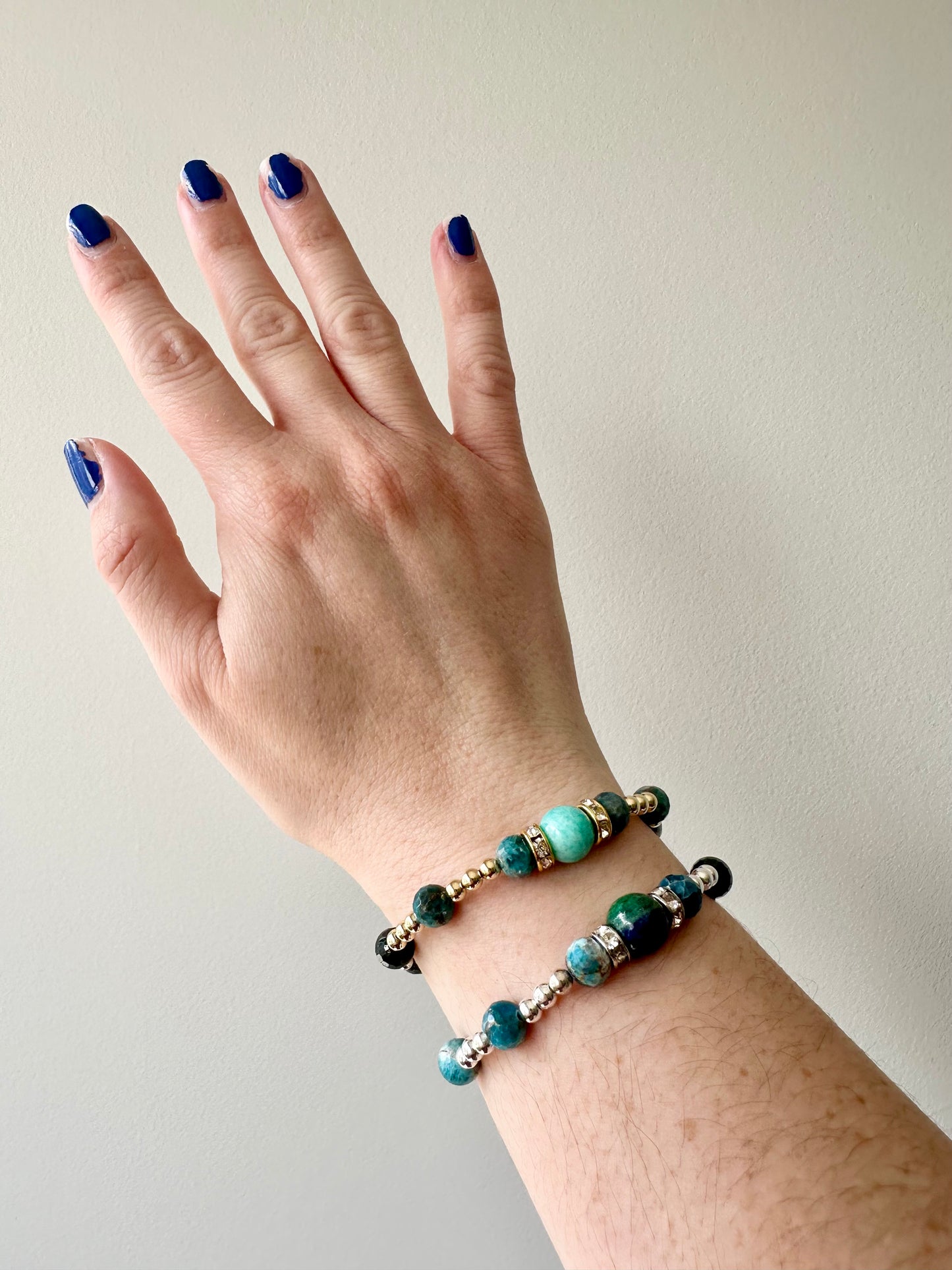 Sand Dollar - Amazonite, Apatite, Malachite and Chrysocolla Gemstone Bracelets