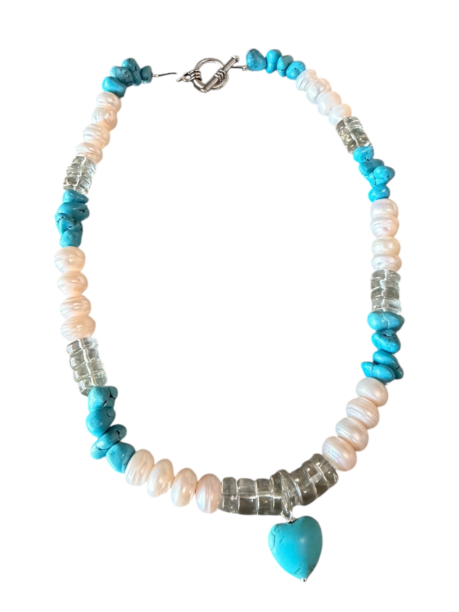 Devotion Gemstone Necklace - Turquoise, Freshwater Pearl and Green Amethyst | Limited Edition Valentine’s Jewelry | Wisdom, Peace and Protection