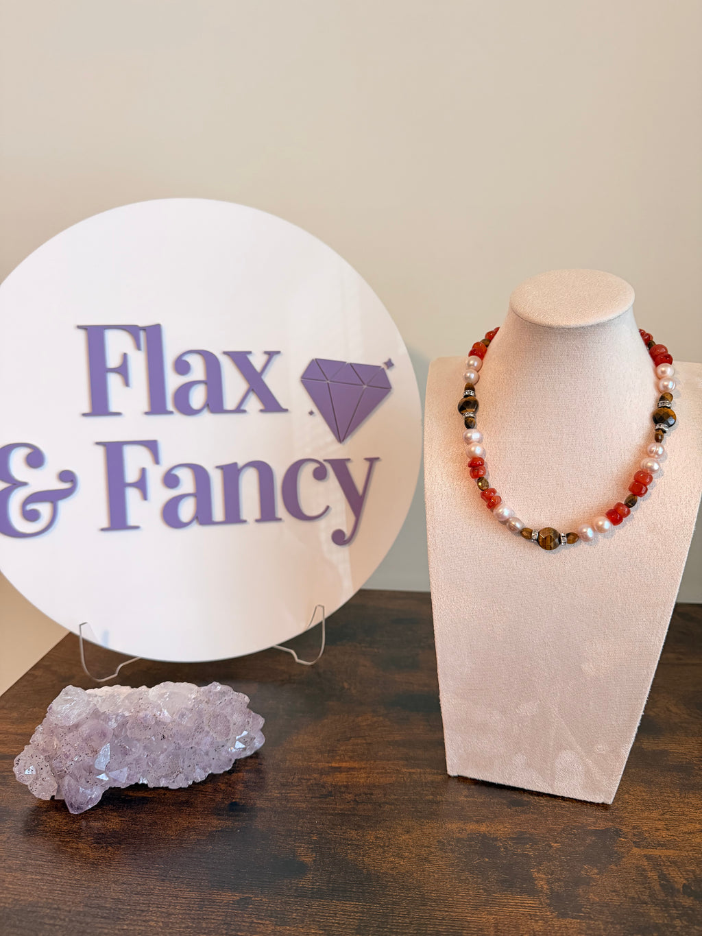 Ember — Carnelian, Tiger’s Eye & Pearl Necklace