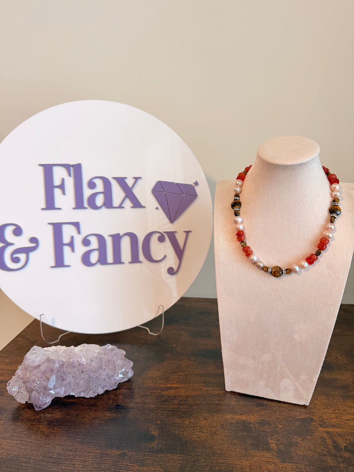 Ember — Carnelian, Tiger’s Eye & Pearl Necklace