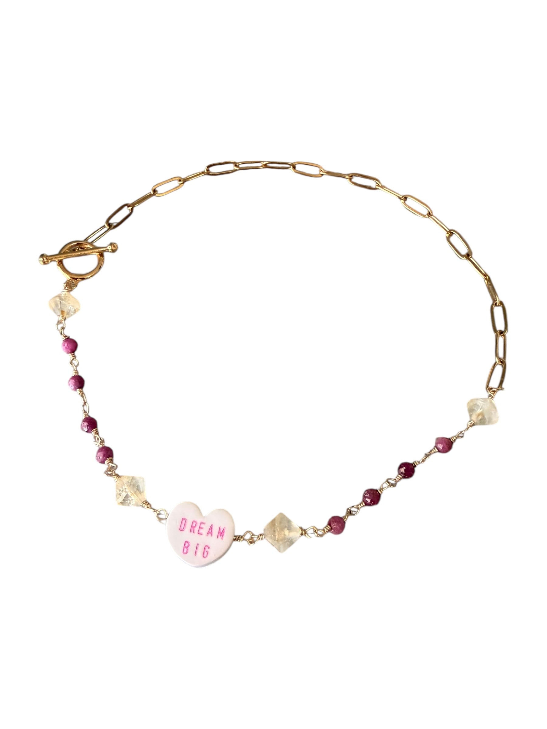 Dream Big Gemstone Necklace - Candy Hearts, Ruby and Citrine | Limited Edition Valentine’s Jewelry | Love and Joy