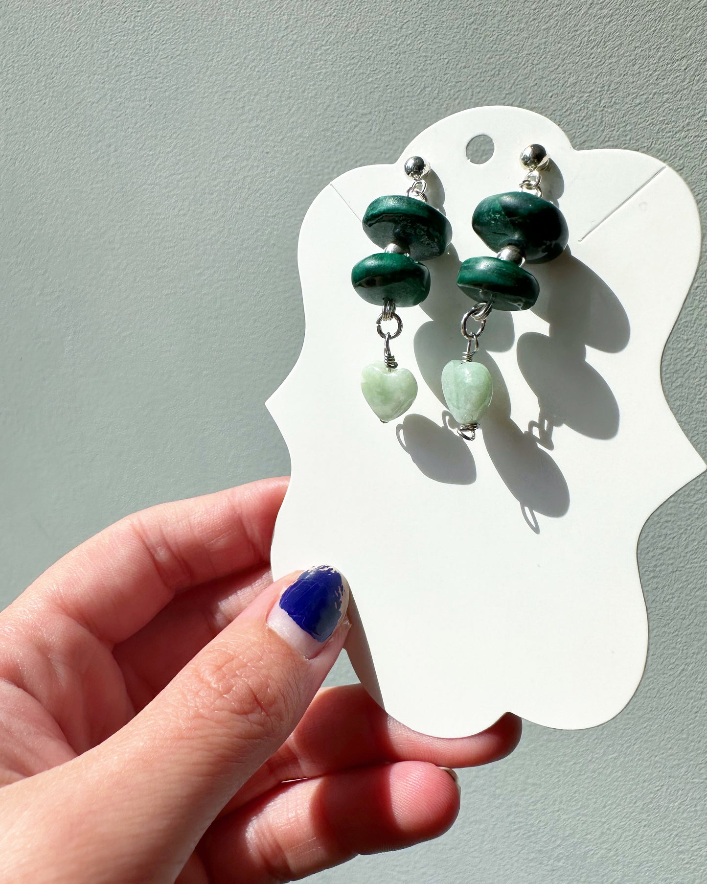 Clover - Malachite and Jade Gemstone Earrings