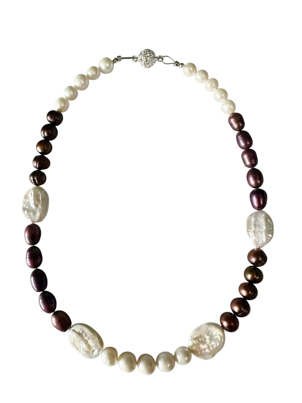 Maple Gemstone Necklace - Chocolate Pearl, Freshwater Pearl and Purple Pearl | Handmade Jewelry