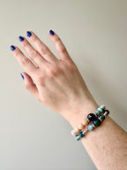 Toucan — Black Pearl, Pink Opal, Freshwater Pearl and Apatite Bracelet