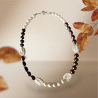 Maple Gemstone Necklace - Chocolate Pearl, Freshwater Pearl and Purple Pearl | Grounding, Wisdom and Love