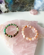 Callie Gemstone Bracelets - Chrysoprase and Flower Agate | Healing and Grounding