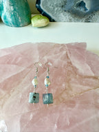 Riley Gemstone Earrings - Freshwater Pearl, Blue Topaz and Kyanite | Handmade Jewelry