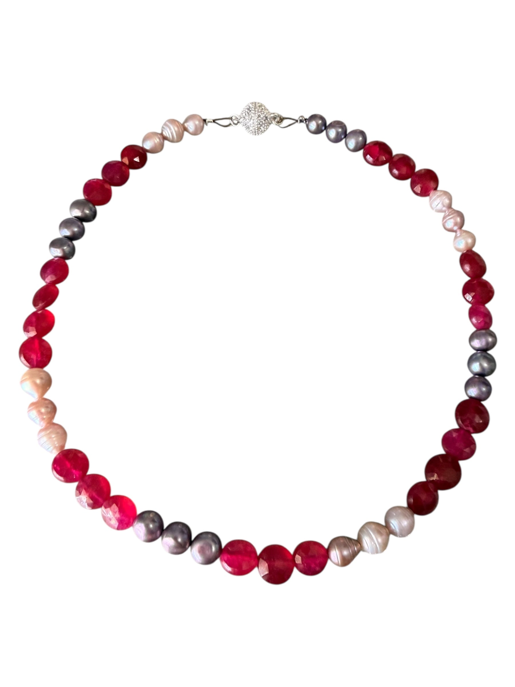 Lovestruck Gemstone Necklace - Ruby and Pink + Purple Freshwater Pearls | Limited Edition Valentine’s Jewelry | Love, Passion and Wisdom