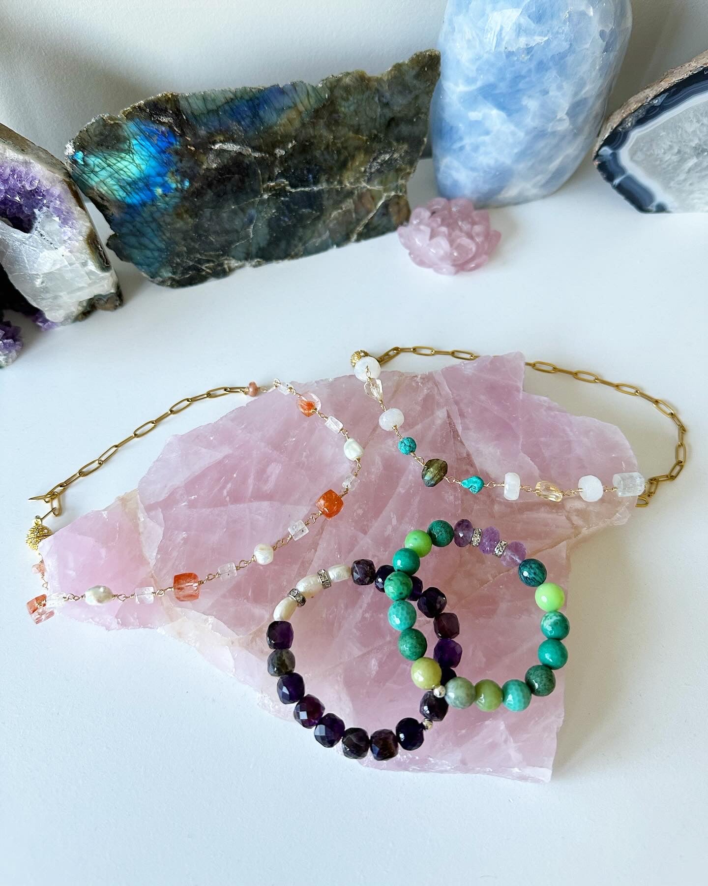 Harlow - Labradorite, Aquamarine, Citrine, Moonstone and Turquoise Gemstone Necklace