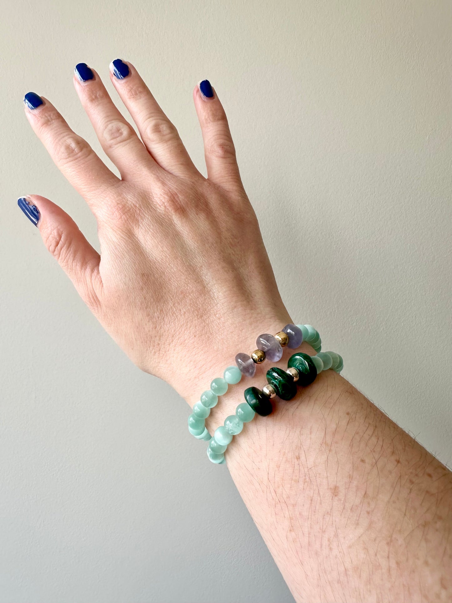 Salty - Moonstone, Malachite and Iolite Gemstone Bracelets