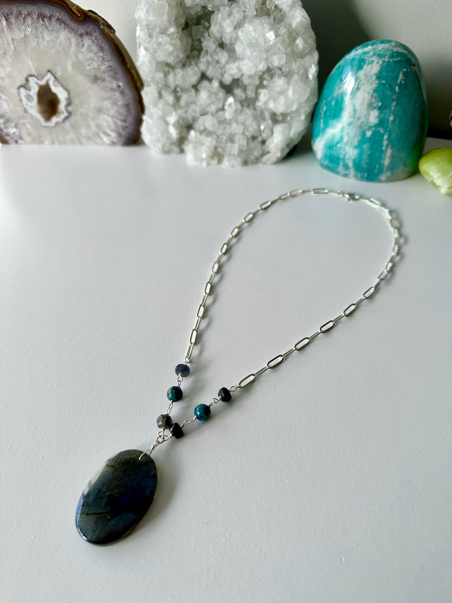 Lagoon - Blue Labradorite and Apatite Necklace