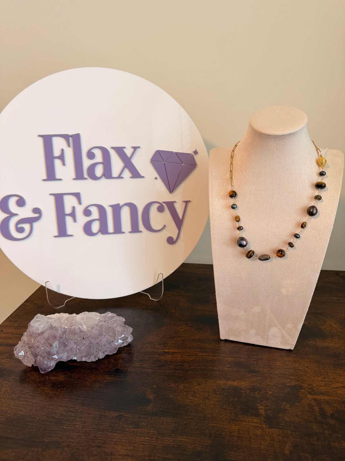 Golden Dusk — Tiger’s Eye, Pearl & Smoky Quartz Necklace