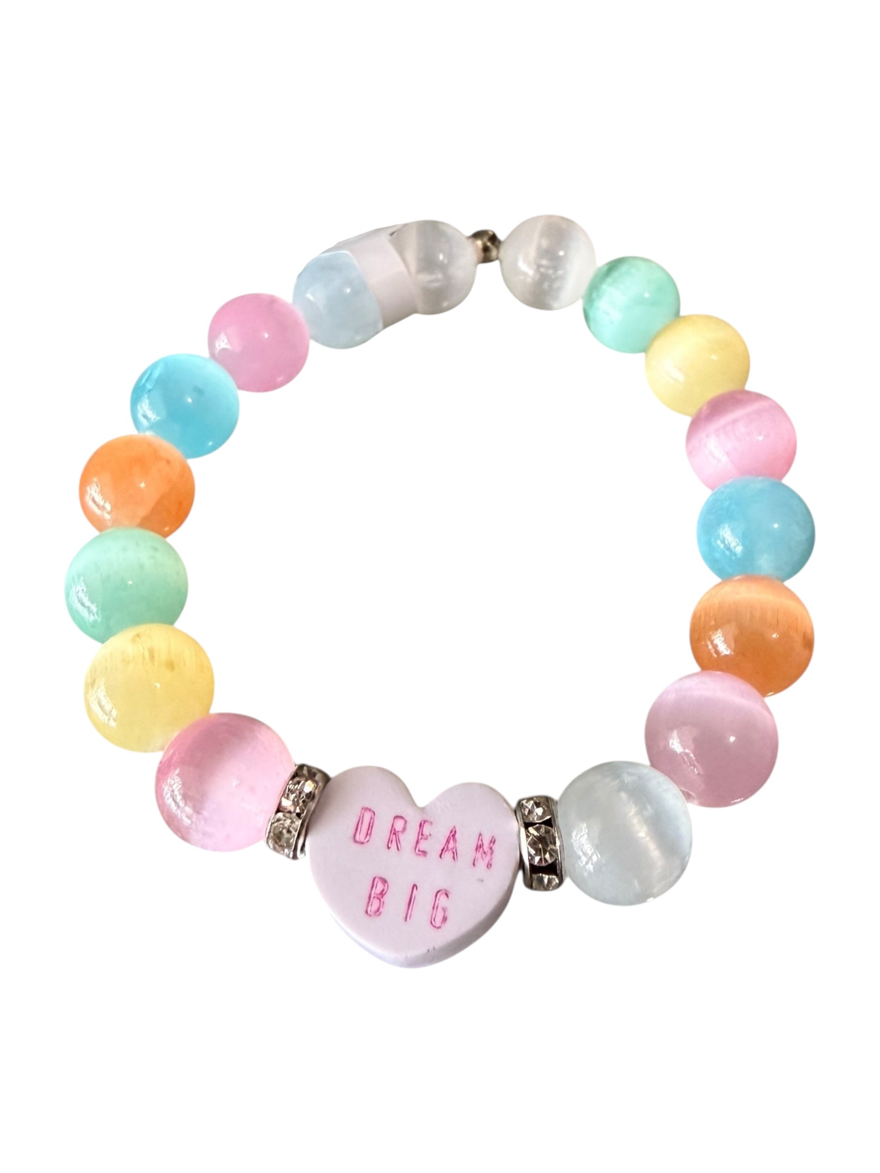 Candy Heart Gemstone Bracelets - Candy Hearts, Rose Quartz and Selenite | Limited Edition Valentine’s Jewelry | Love, Peace and Clarity