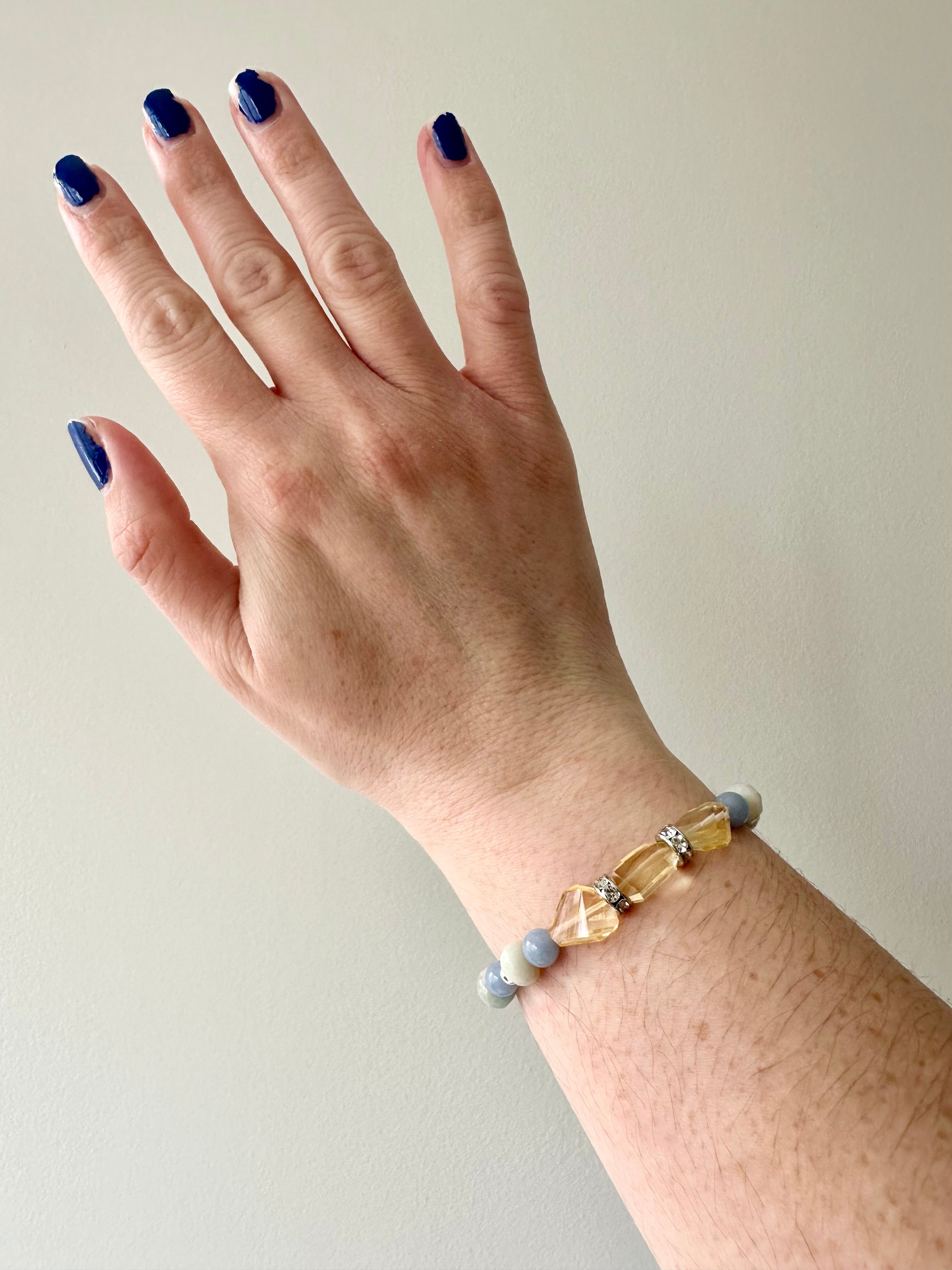 Pineapple - Citrine, Amazonite and Angelite Gemstone Bracelet