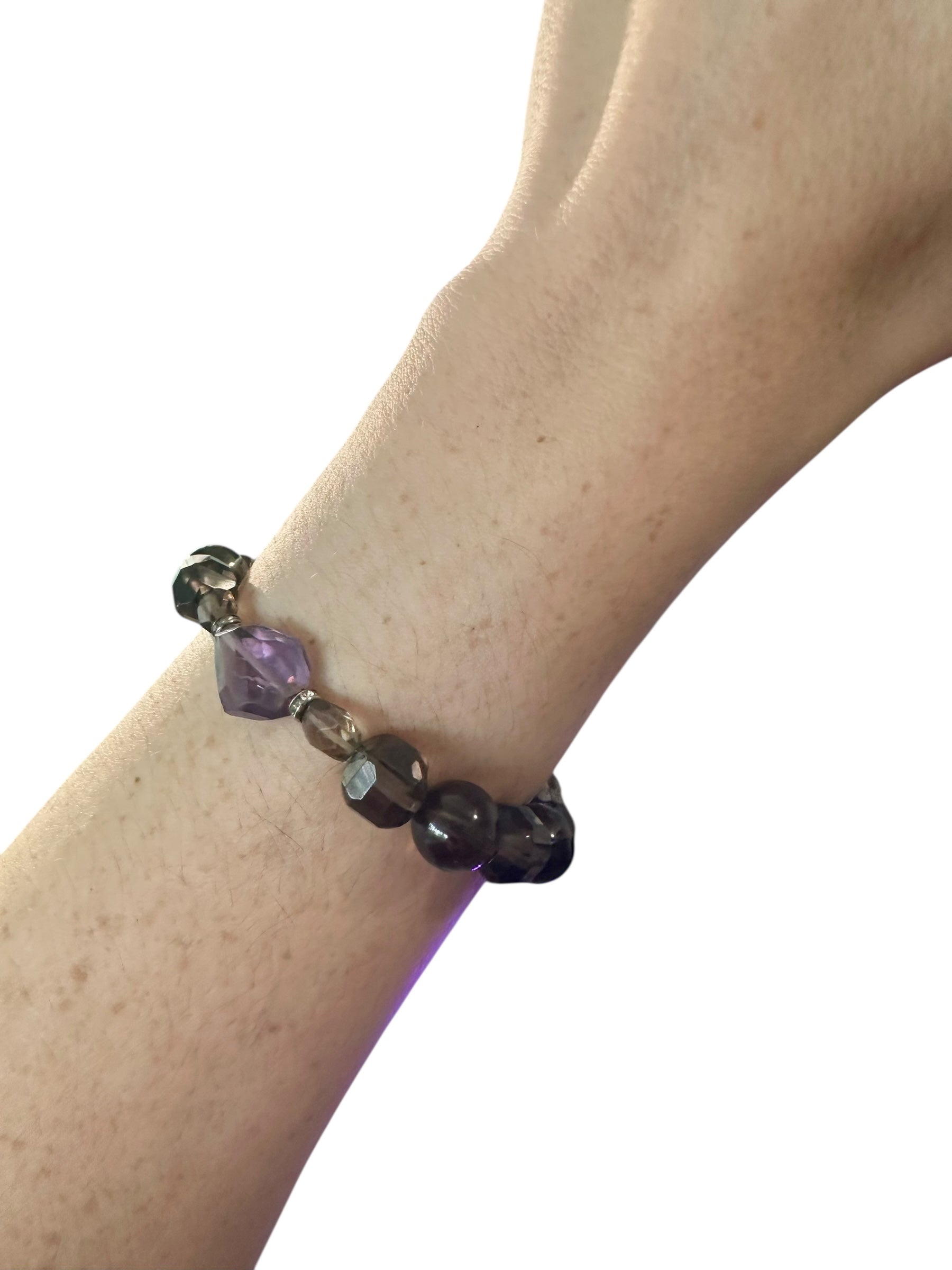 Minerva Gemstone Bracelet - Smoky Quartz and Amethyst | Handmade Jewelry