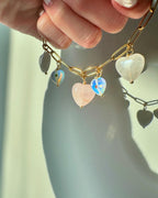 XOXO Gemstone Charm Bracelet - Rose Quartz and Opalite | Love and Calm