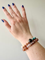 Toucan — Black Pearl, Pink Opal, Freshwater Pearl and Apatite Bracelet