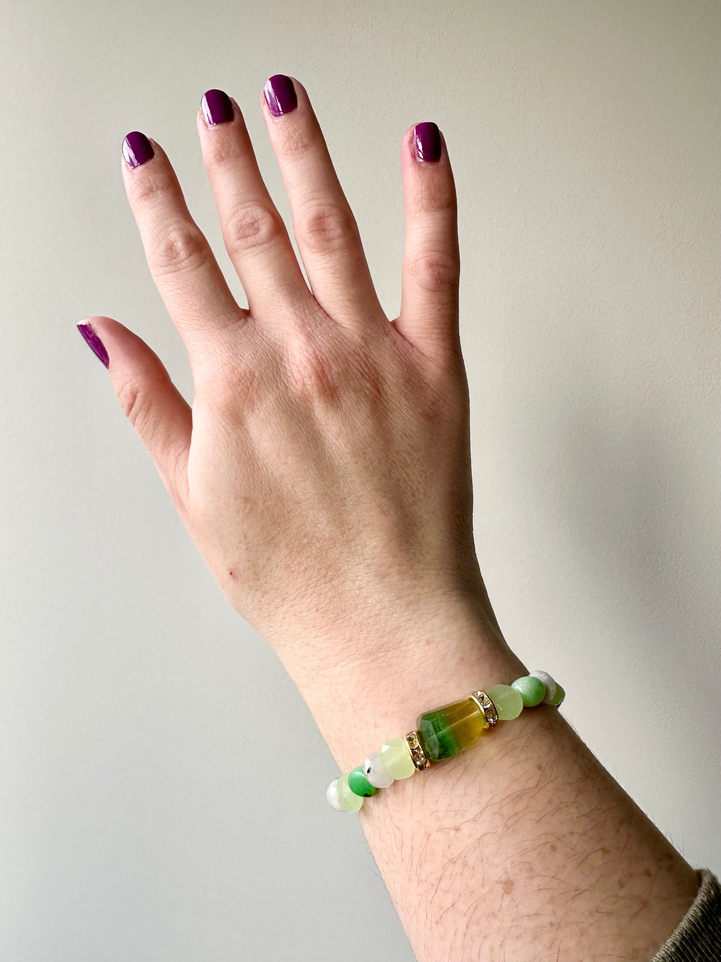 Palm Frond - Fluorite, Jade, Chrysoprase and Moonstone Gemstone Bracelet