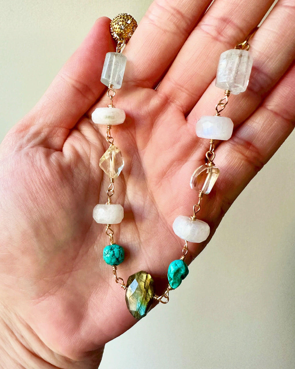 Harlow - Labradorite, Aquamarine, Citrine, Moonstone and Turquoise Gemstone Necklace