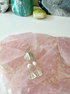 Livia Gemstone Earrings - Fluorite and Freshwater Pearl | Handmade Jewelry