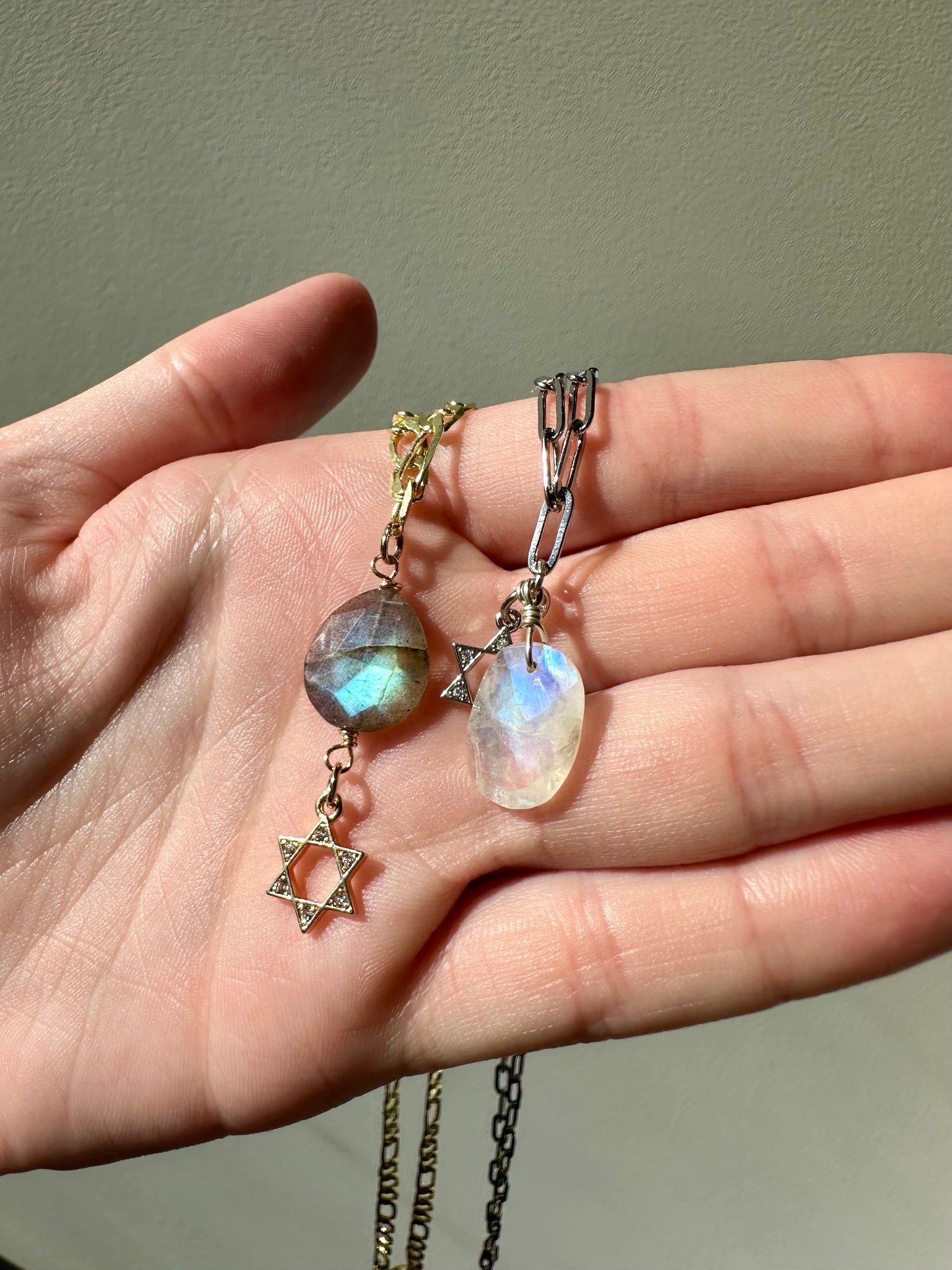 Rebecca - Labradorite, Moonstone and Ammolite Gemstone Necklaces