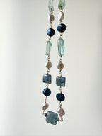 Livia — Handcrafted Kyanite, Fluorite, Tahitian Black Pearl and Freshwater Pearl Necklace
