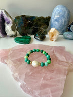 Hailey Gemstone Bracelets - Baroque Pearl, Rose Quartz, Chrysoprase and Amazonite | Wisdom, Love, Healing and Clarity