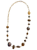 Golden Dusk — Tiger’s Eye, Pearl & Smoky Quartz Necklace
