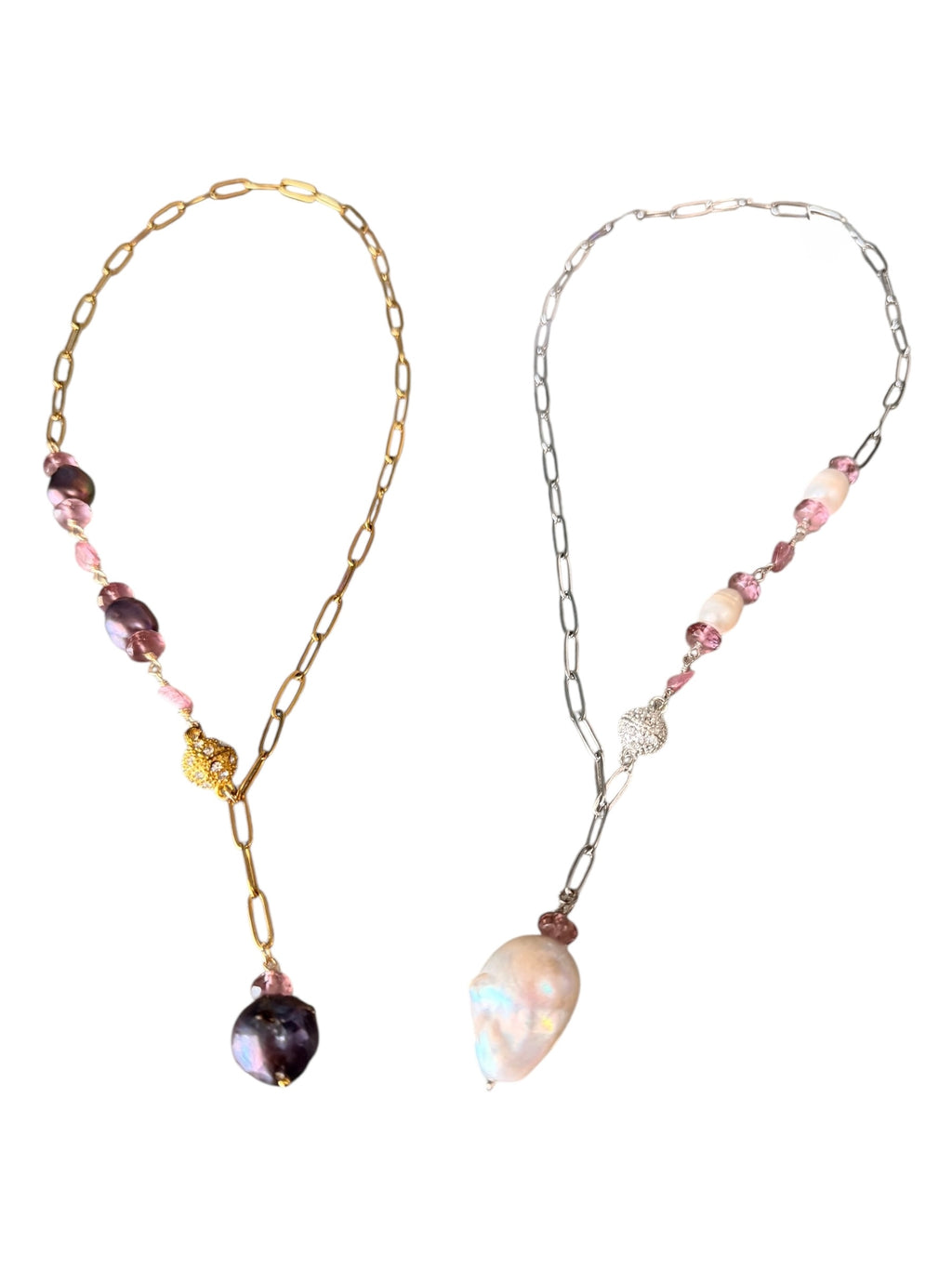 Eloise — Handcrafted Cascading Pearl Lariat Necklace