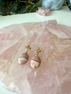 Flamingo Gemstone Earrings - Rhodochrosite | Handmade Jewelry