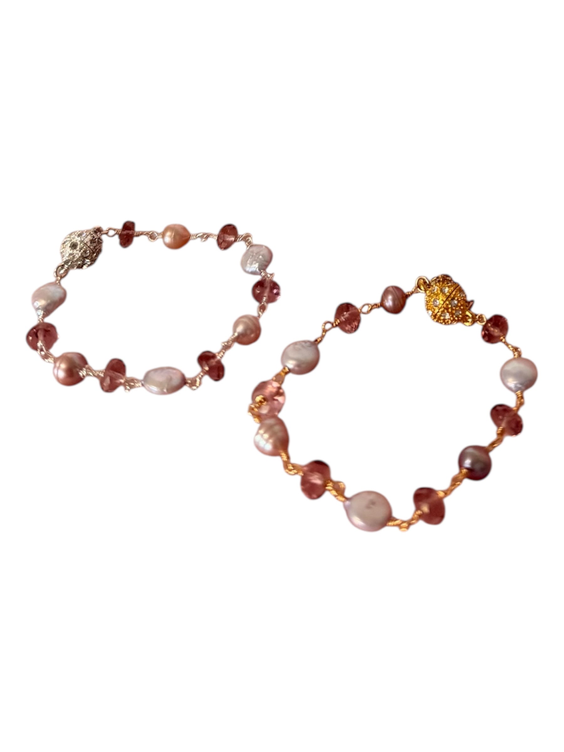 Zoe Gemstone Bracelets - Freshwater Pink Pearl, Freshwater Purple Pearl and Pink Amethyst | Love and Peace