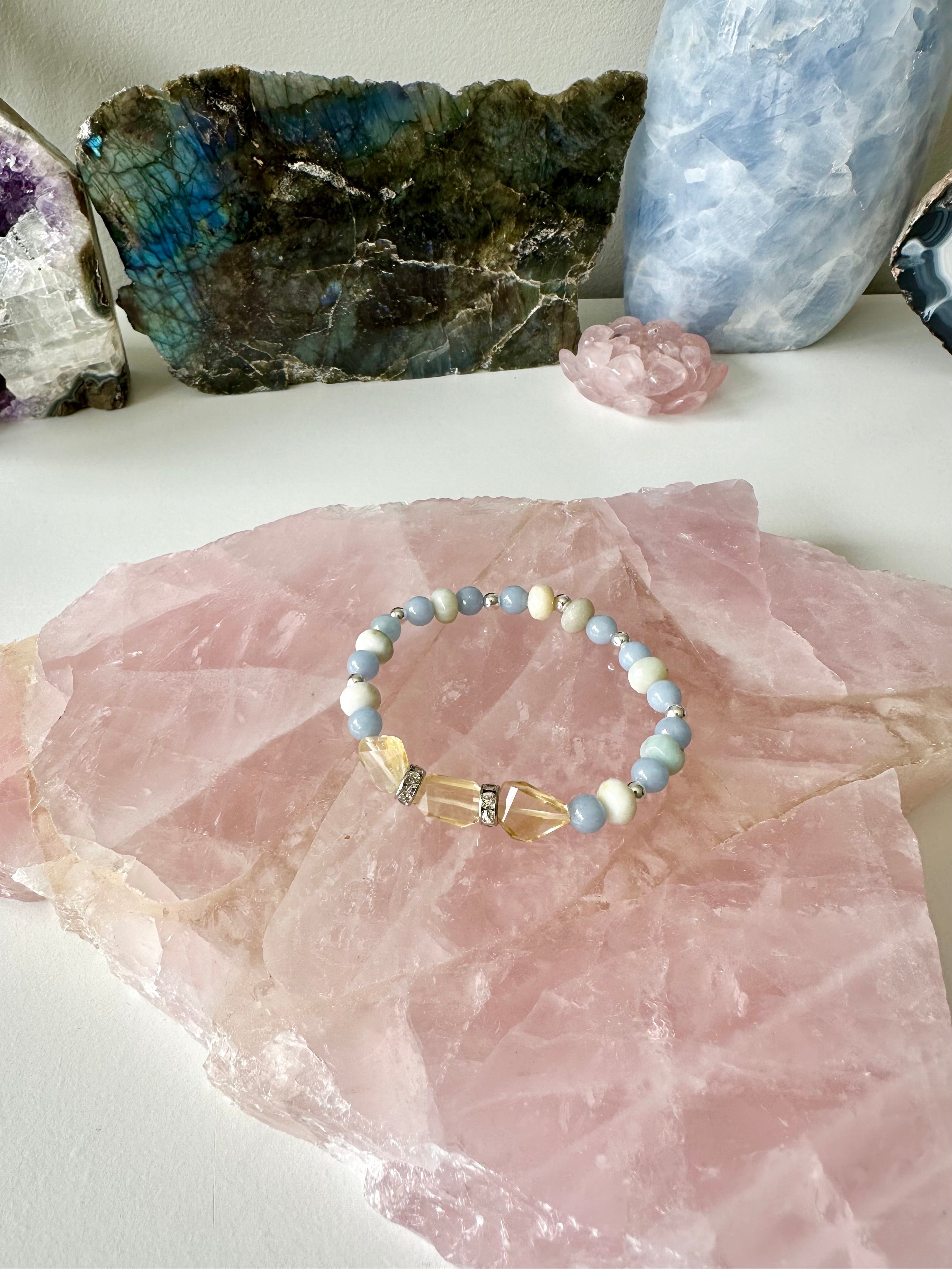 Pineapple - Citrine, Amazonite and Angelite Gemstone Bracelet